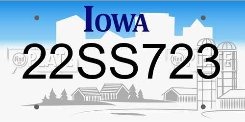 22SS723 Iowa License Plate