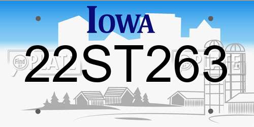 22ST263 Iowa License Plate