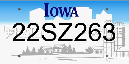 22SZ263 Iowa License Plate