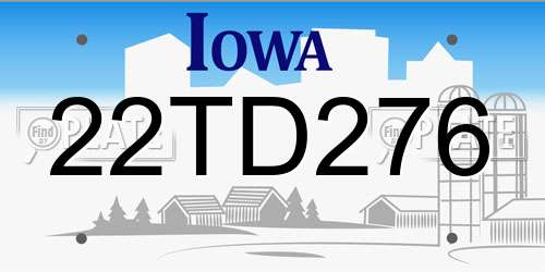 22TD276 Iowa License Plate
