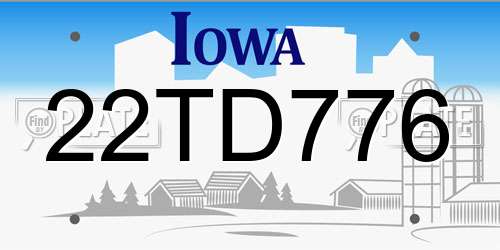 22TD776 Iowa License Plate