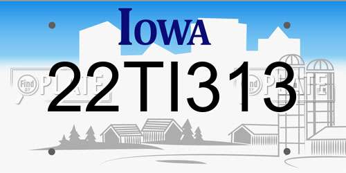 22TI313 Iowa License Plate