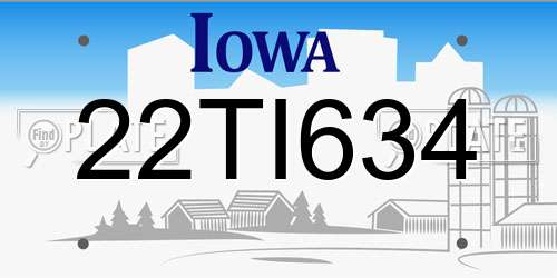 22TI634 Iowa License Plate
