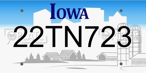 22TN723 Iowa License Plate