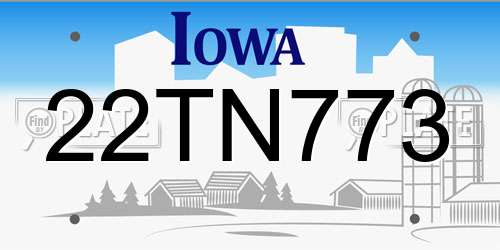 22TN773 Iowa License Plate
