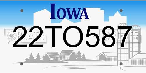 22TO587 Iowa License Plate