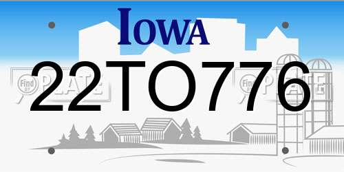 22TO776 Iowa License Plate