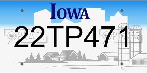 22TP471 Iowa License Plate