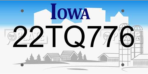 22TQ776 Iowa License Plate