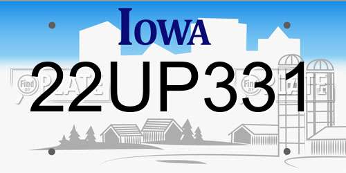 22UP331 Iowa License Plate