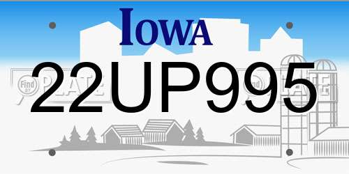22UP995 Iowa License Plate