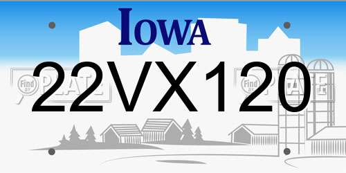 22VX120 Iowa License Plate