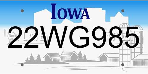 22WG985 Iowa License Plate