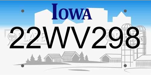 22WV298 Iowa License Plate