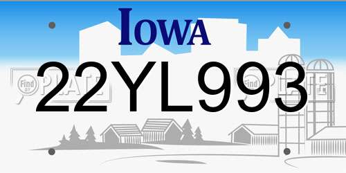 22YL993 Iowa License Plate