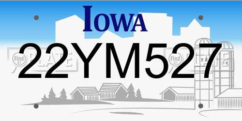 22YM527 Iowa License Plate