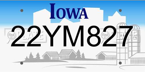 22YM827 Iowa License Plate