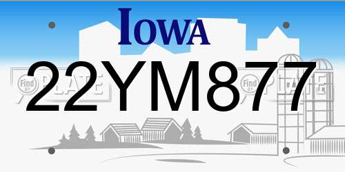 22YM877 Iowa License Plate