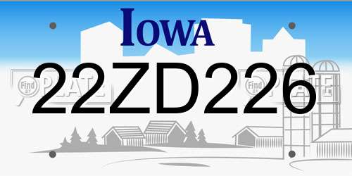 22ZD226 Iowa License Plate