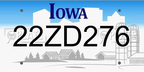 22ZD276 Iowa License Plate