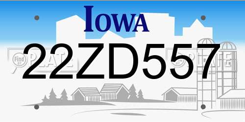 22ZD557 Iowa License Plate