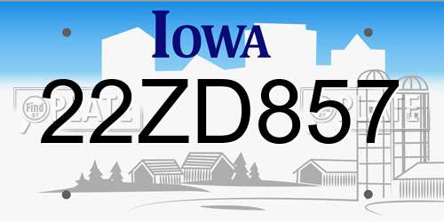22ZD857 Iowa License Plate