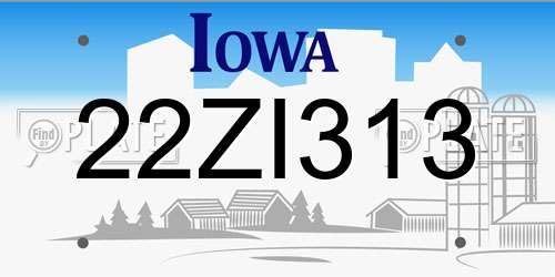 22ZI313 Iowa License Plate