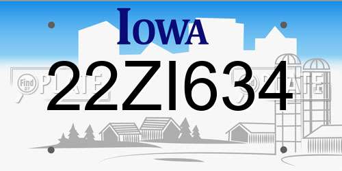 22ZI634 Iowa License Plate