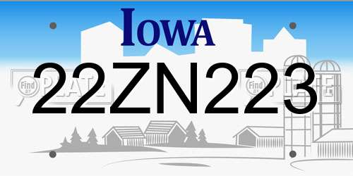 22ZN223 Iowa License Plate