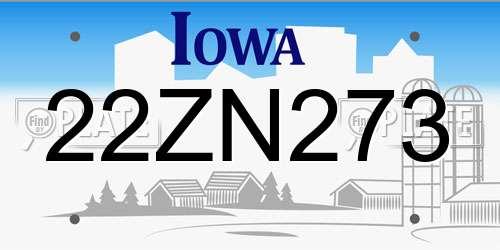 22ZN273 Iowa License Plate