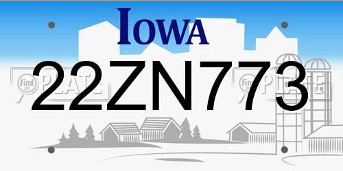 22ZN773 Iowa License Plate