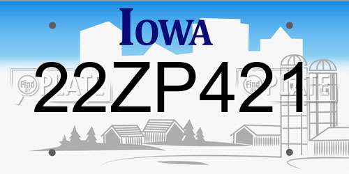 22ZP421 Iowa License Plate