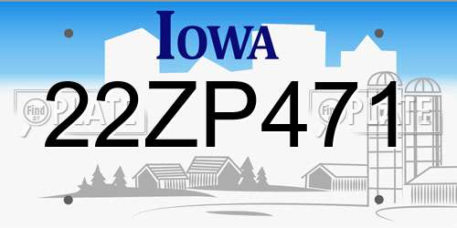22ZP471 Iowa License Plate