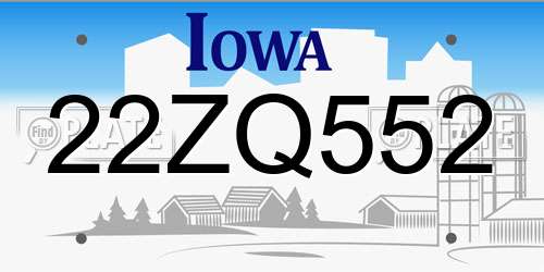 22ZQ552 Iowa License Plate
