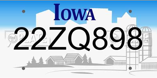 22ZQ898 Iowa License Plate