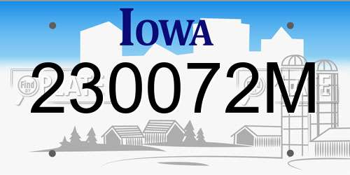 230072M Iowa License Plate
