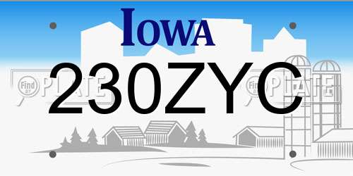 230ZYC Iowa License Plate
