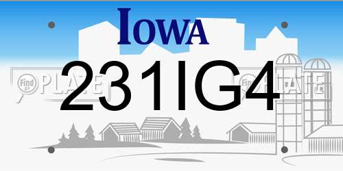 231IG4 Iowa License Plate