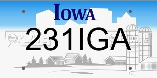 231IGA Iowa License Plate