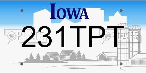 231TPT Iowa License Plate