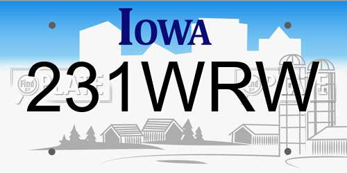 231WRW Iowa License Plate