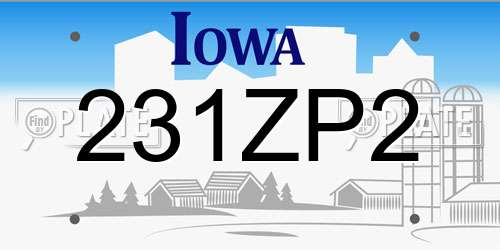 231ZP2 Iowa License Plate