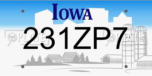 231ZP7 Iowa License Plate
