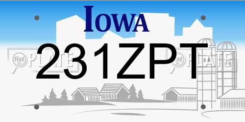 231ZPT Iowa License Plate