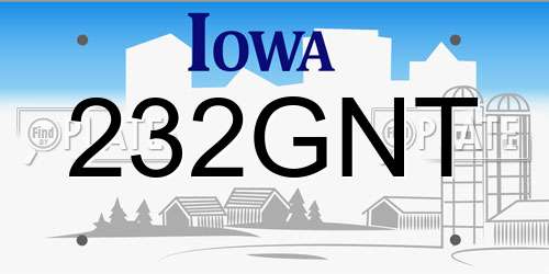 232GNT Iowa License Plate