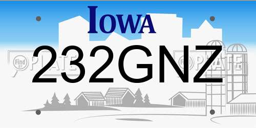 232GNZ Iowa License Plate