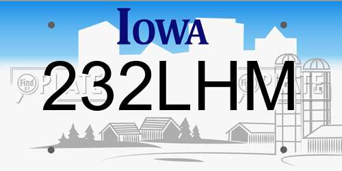 232LHM Iowa License Plate