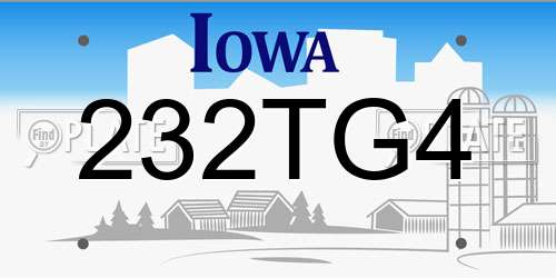 232TG4 Iowa License Plate