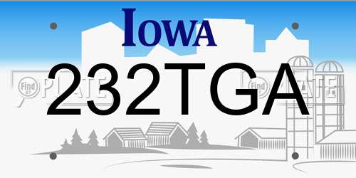 232TGA Iowa License Plate
