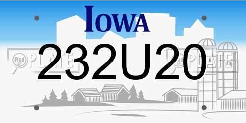 232U20 Iowa License Plate